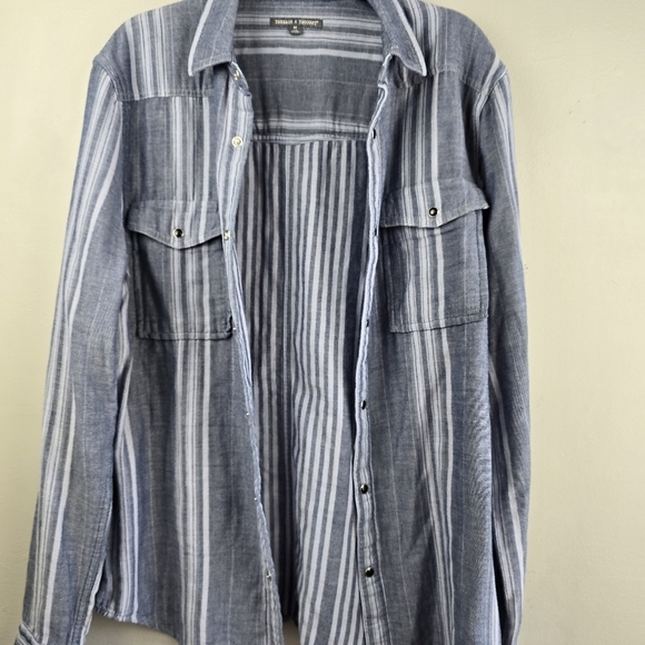 THREADS 4 THOUGHT 100% Cotton Snap‎ Button-up Long Sleeve Shirt Blue Mens Size M - Picture 6 of 11